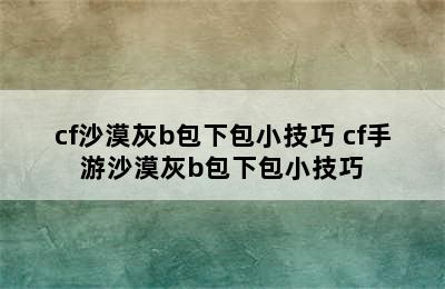 cf沙漠灰b包下包小技巧 cf手游沙漠灰b包下包小技巧